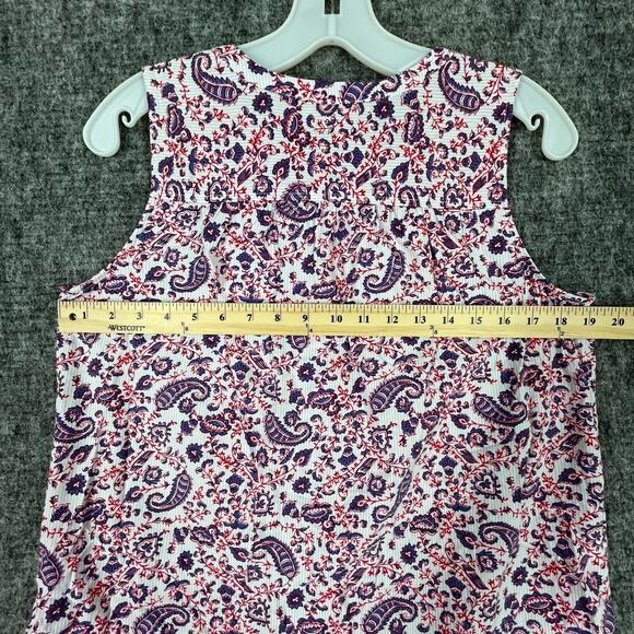 LOFT Shirt Womens Small‎ Floral Red Sleeveless Button Up Scoop Neck Cottagecore - Picture 6 of 8